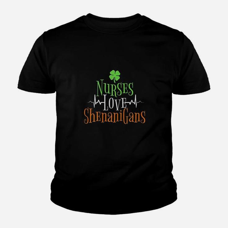 St Patricks Day Nurse Love Shenanigans Funny Kid T-Shirt