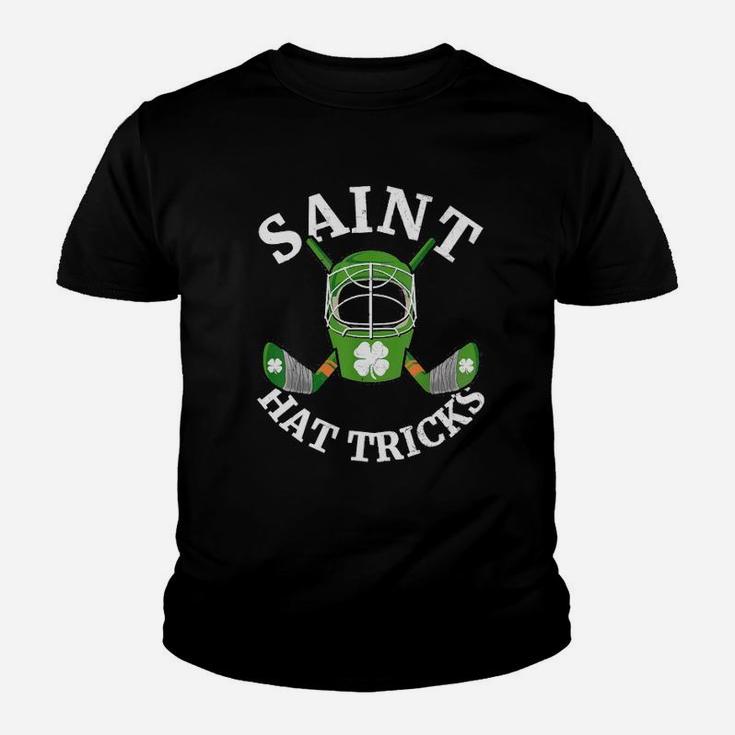 St Patricks Day Saint Hat Tricks Hockey Shamrock Youth T-shirt