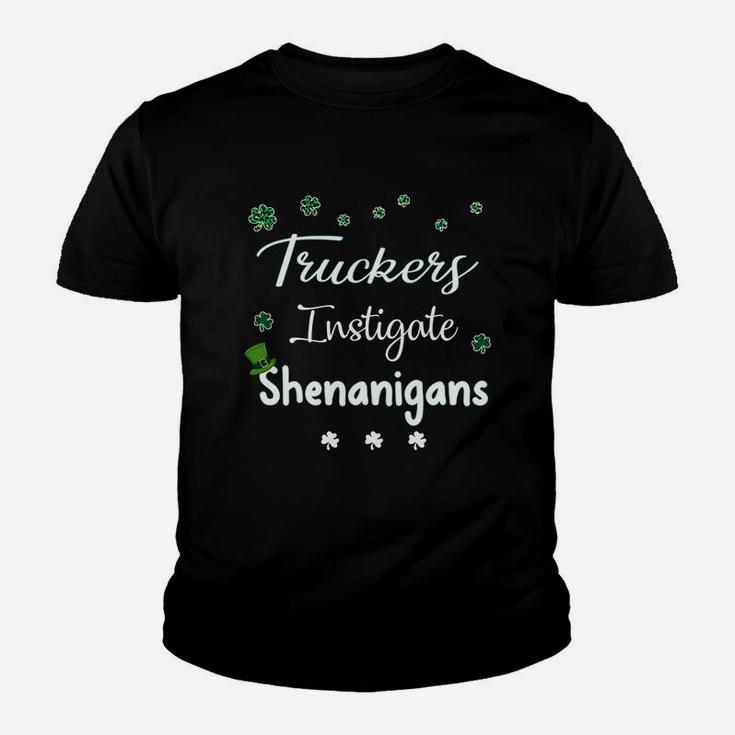 St Patricks Day Shamrock Truckers Instigate Shenanigans Funny Saying Job Title Kid T-Shirt