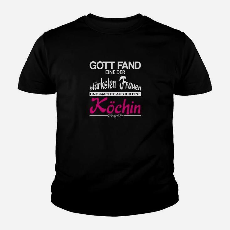 Starkes Frauen Köchin Kinder Tshirt, Schwarzes Tee mit Motiv