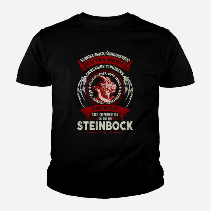 Steinbock Tierkreiszeichen Herren Kinder Tshirt, Tribal Design in Schwarz