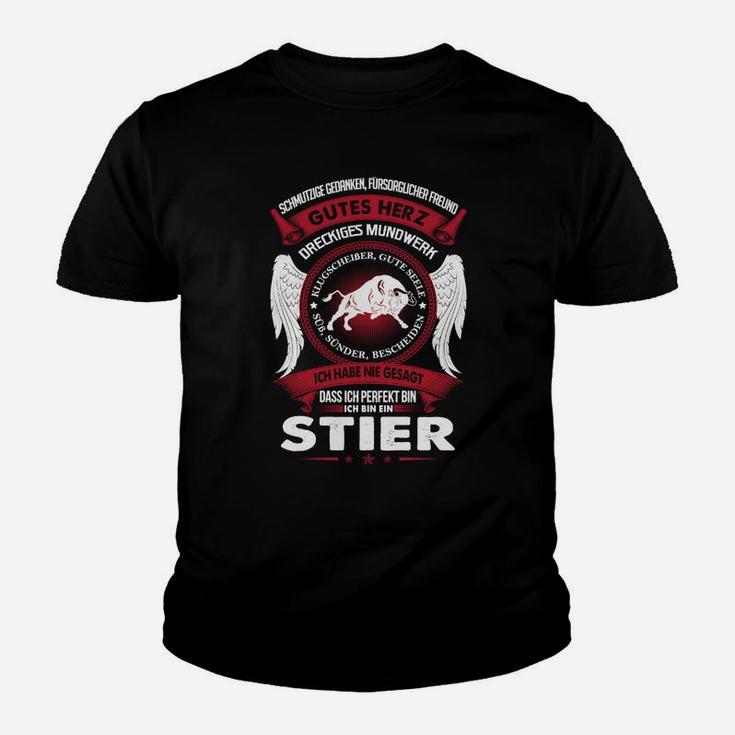 Stier Sternzeichen Kinder Tshirt für Herren, Astrologie Motiv - Schwarz