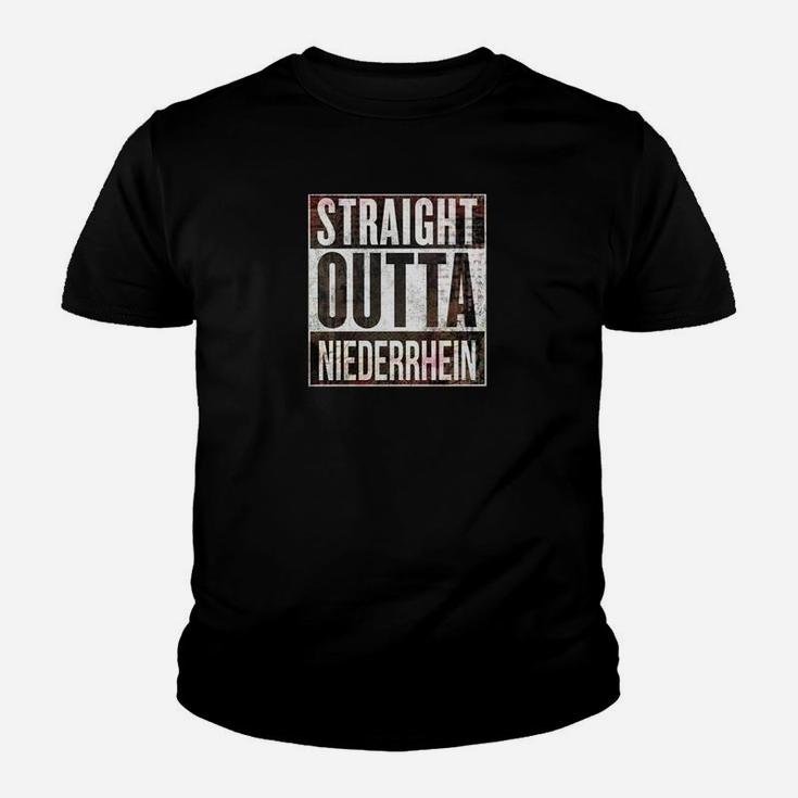 Straight Outta Niederrhein Schwarzes Kinder Tshirt, Regionales Design Tee