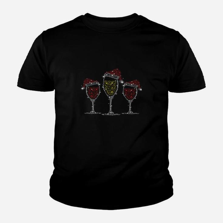 Strass-Weinglas Schwarzes Kinder Tshirt, Elegante Mode für Weintrinker