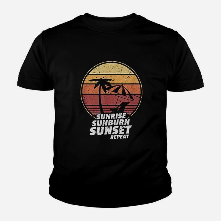 Sunrise Sunburn Sunset Repeat Vintage Vacation Beach Kid T-Shirt