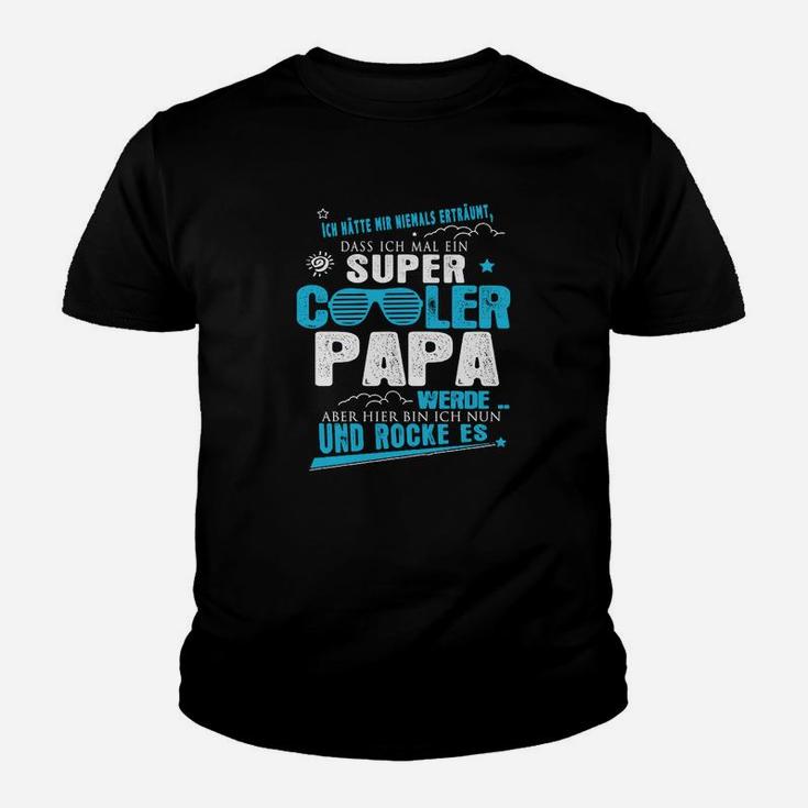 Super Cooler Papa Schwarzes Kinder Tshirt, Lustiges Oberteil für Vatertag