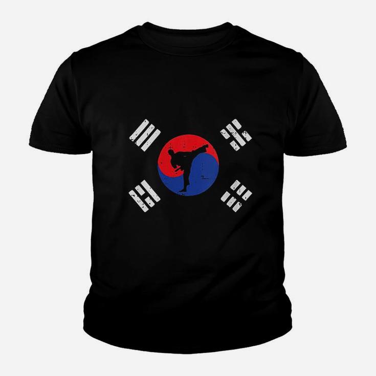 Taekwondo South Korea Flag Vintage Korean Martial Arts Gift Kid T-Shirt