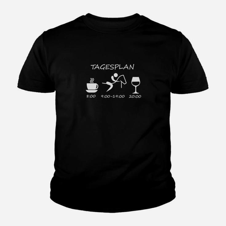 Tagesplan Grafik-Kinder Tshirt: Kaffee, Arbeit, Wein Motiv