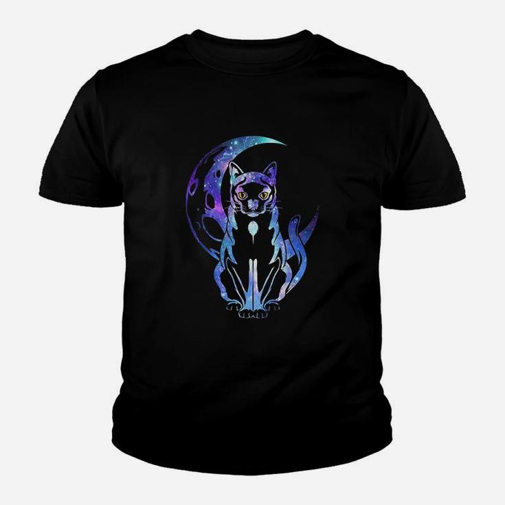 Tarot Card Crescent Moon And Mystical Cat Halloween Kid T-Shirt