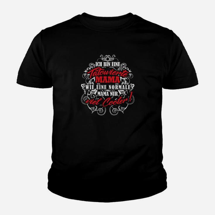 Tätowierte Mama Schwarzes Damen Kinder Tshirt mit Motiv, Lustiges Design