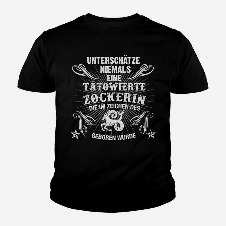 Tätowiertes Zockenerin Steinbock Kinder T-Shirt