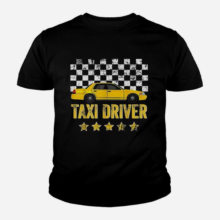 Taxi Cab Driver Vintage Checker Gift Kid T-Shirt