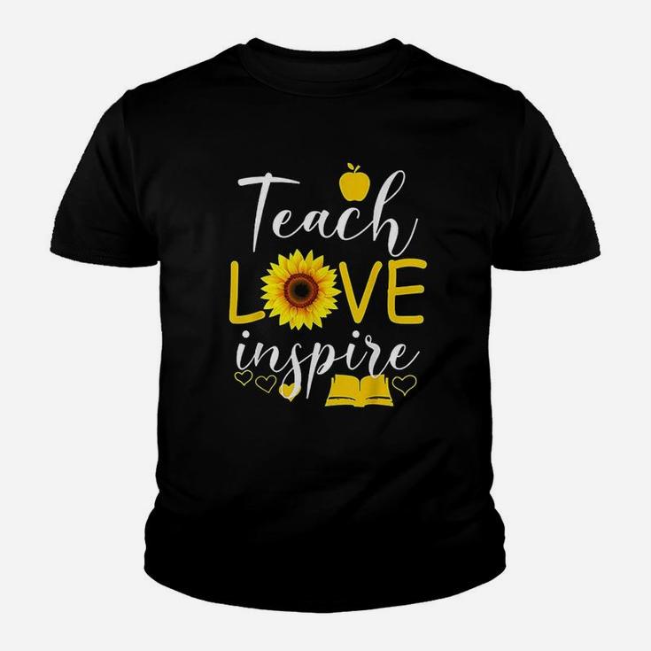 Teach Love Inspire Sunflower Teacher Funny Gift Kid T-Shirt