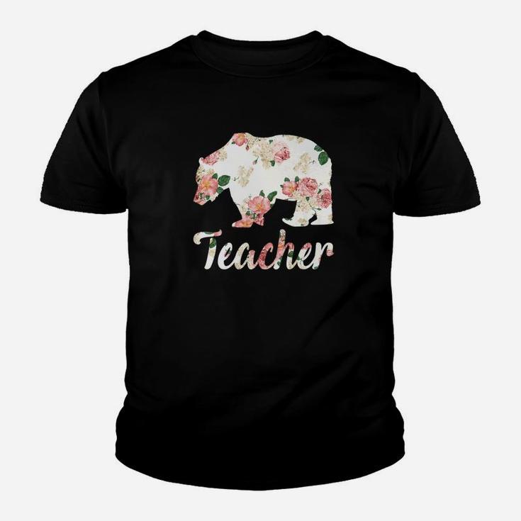Teacher Bear Floral Family Christmas Matching Gift Kid T-Shirt