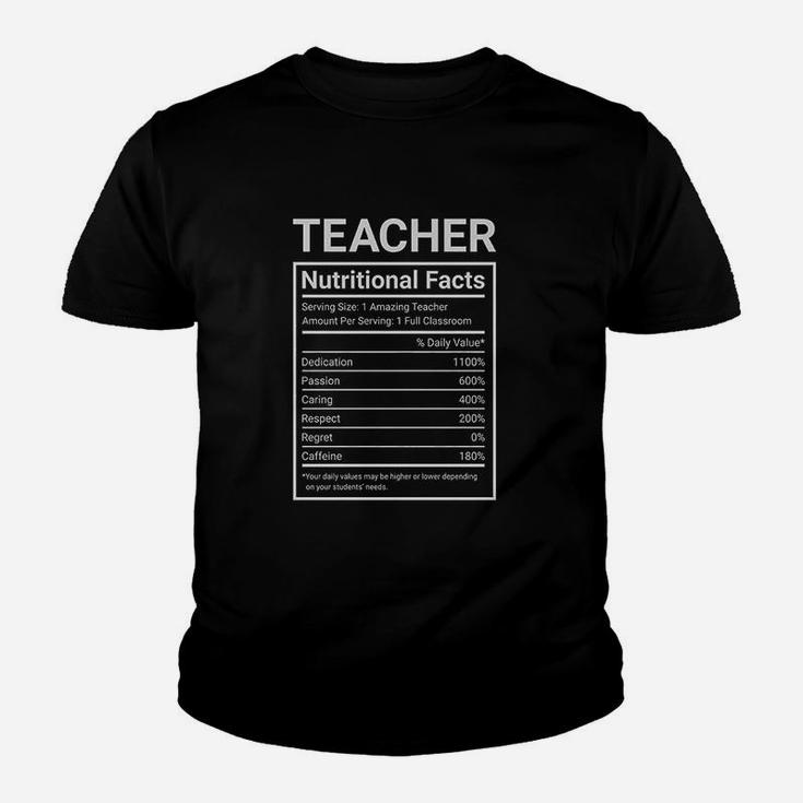 Teacher Nutritional Facts Label Kid T-Shirt