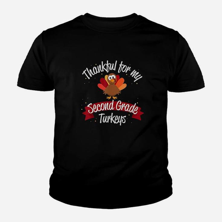 Teacher Thanksgiving Thankful For Second Grade Turkeys Kid T-Shirt