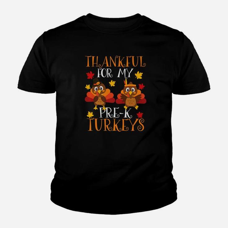 Thankful Prek Turkeys Teacher Thanksgiving Kid T-Shirt