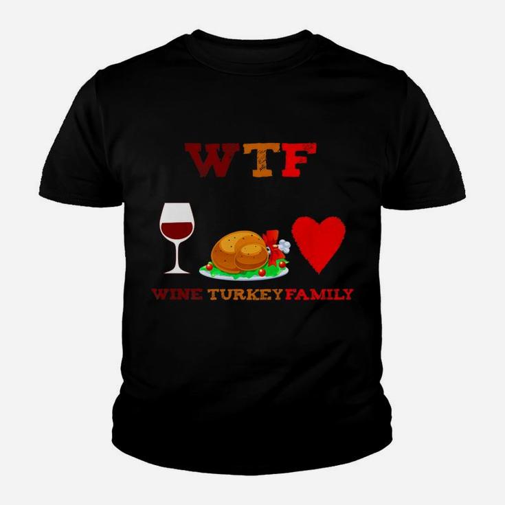 Thanksgiving Dinner Wine Turkey Family Kid T-Shirt