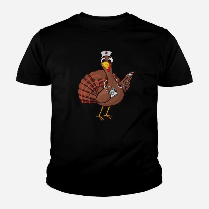 Thanksgiving Nurse Turkey Cool Funny Feast Day Gift Kid T-Shirt