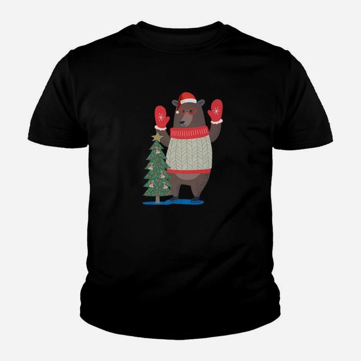 The Big Christmas Bear Near Of Christmas Tree Funny Kid T-Shirt
