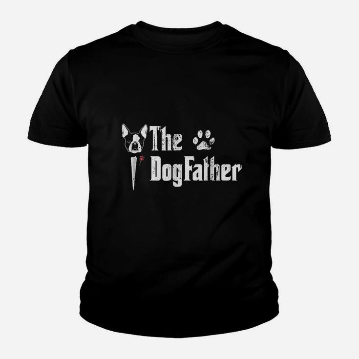 The Dogfather Boston Terrier Dog Dad Kid T-Shirt