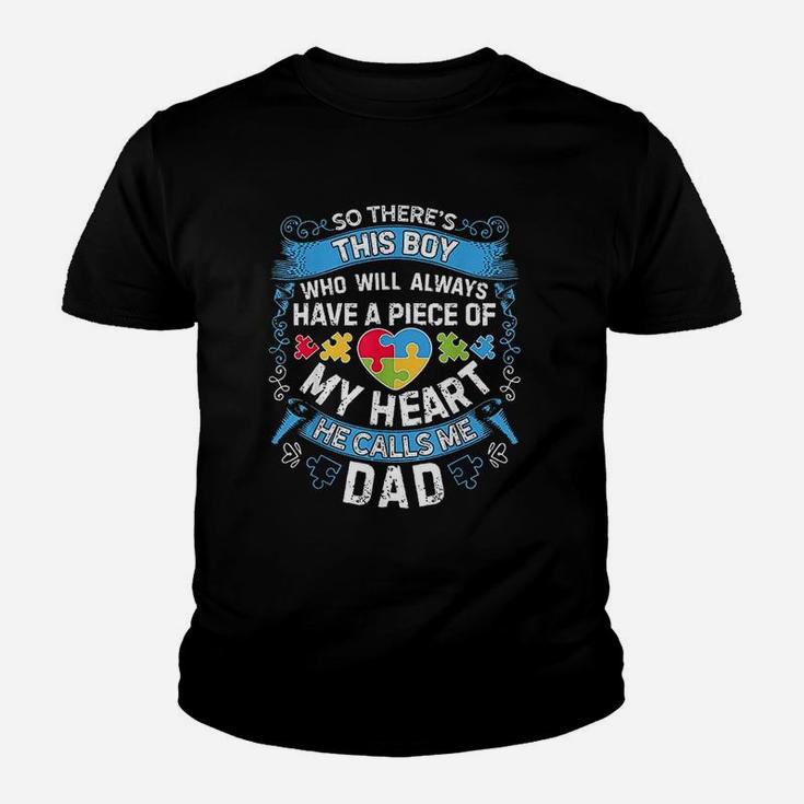 Theres This Boy He Calls Me Dad Autism Awareness Kid T-Shirt