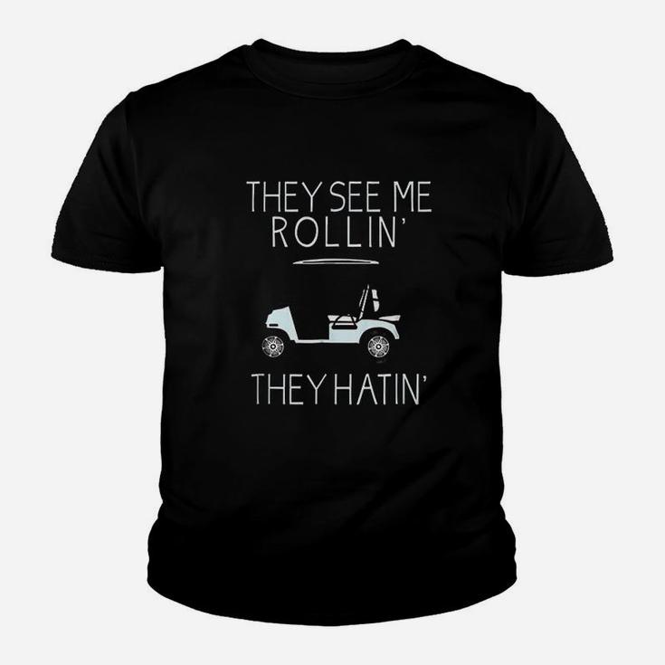 They See Me Rolling They Hatin Funny Golfers Kid T-Shirt