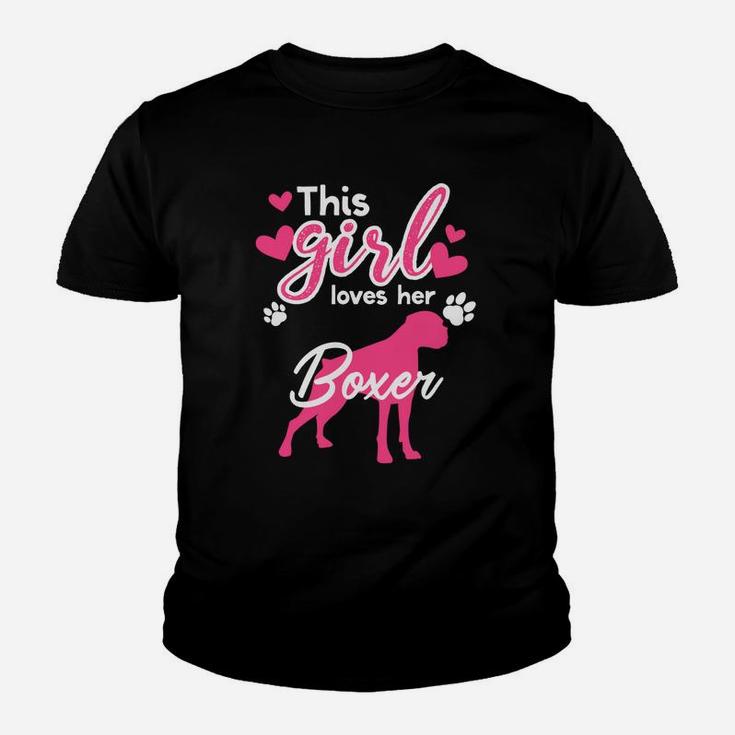 This Girl Loves Her Boxer Graphic Dog Love Kid T-Shirt