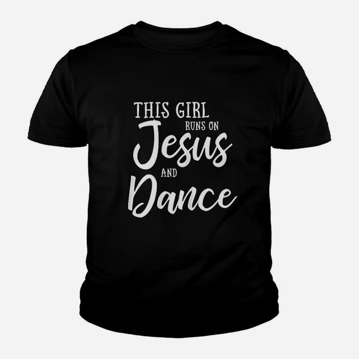 This Girl Runs On Jesus And Dance Christian Gift Kid T-Shirt