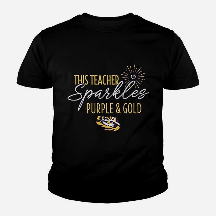 This Teacher Sparkles Purple And Gold Kid T-Shirt