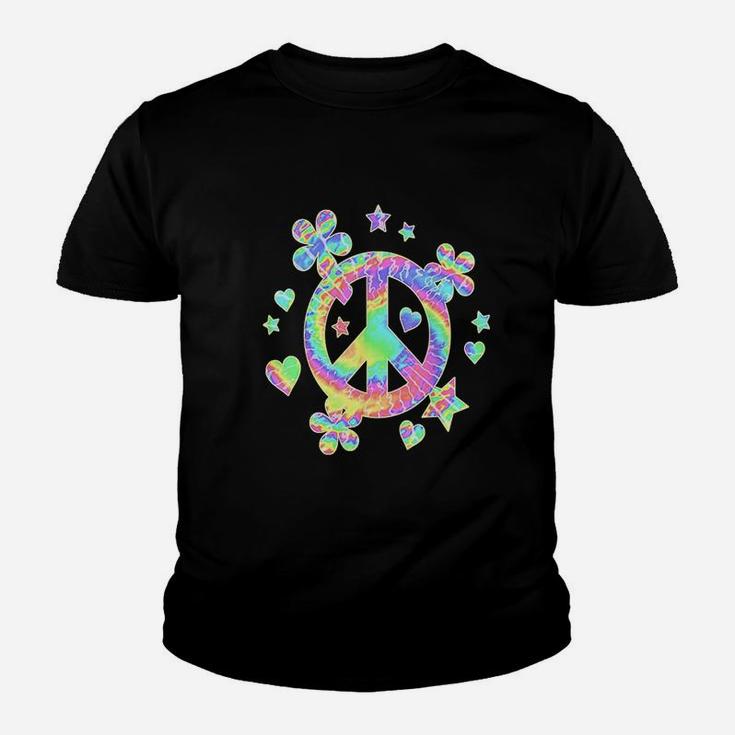 Tie Dye Peace Sign Cute Love Colorful Tye Dye Hippie Flowers Kid T-Shirt