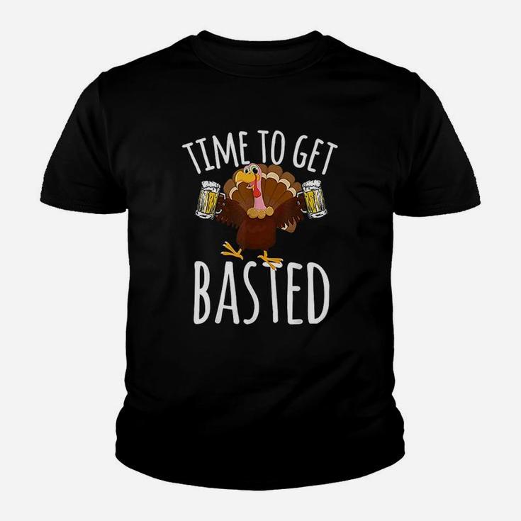 Time To Get Basted Funny Beer Thanksgiving Turkey Gift Kid T-Shirt