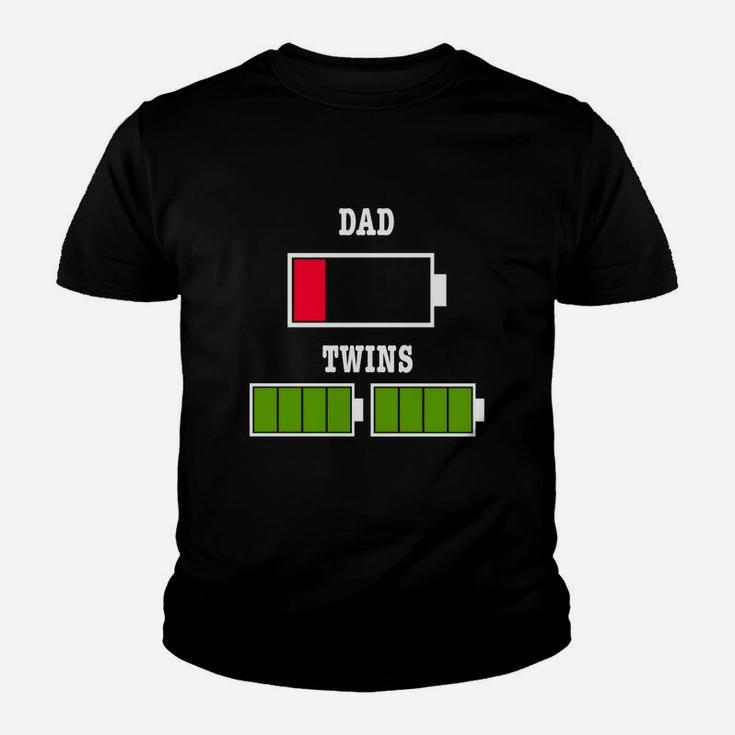 Tired Dad Low Battery Twin Father Fathers Day Xmas Gift Kid T-Shirt