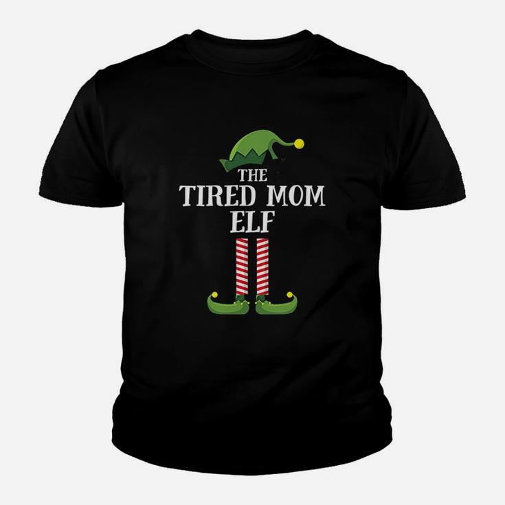 Tired Mom Elf Matching Family Group Christmas Party Pajama Kid T-Shirt