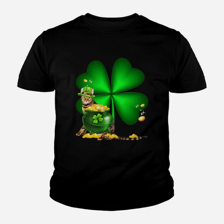 Toyger Shamrock St Patricks Day Irish Great Cat Lovers Kid T-Shirt