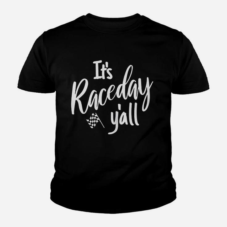Track Racing Race Day Yall Checkered Flag Racing Quote Kid T-Shirt