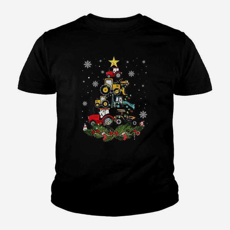Tractor Christmas Tree Gift Holiday Tractor Funny Xmas Gift Kid T-Shirt