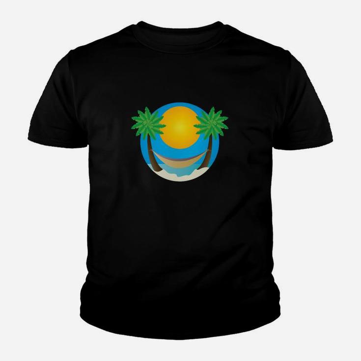 Tropisches Sonnenuntergang Palmen Herren Kinder Tshirt, Sommer Strand Design