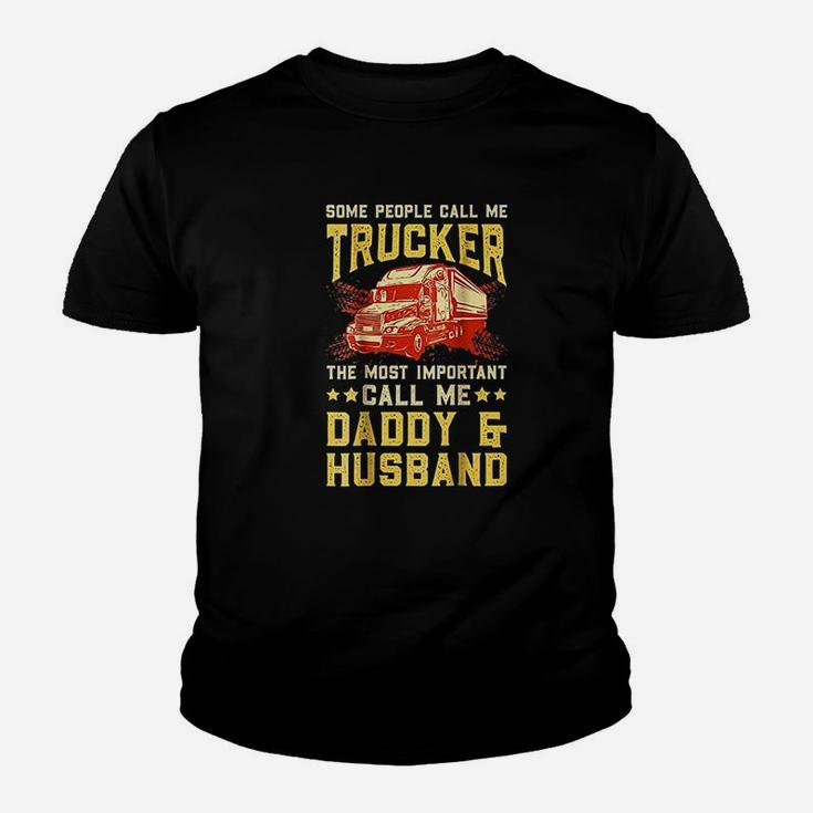 Truck Driver Husband Daddy Truckers Wife Gift Kid T-Shirt