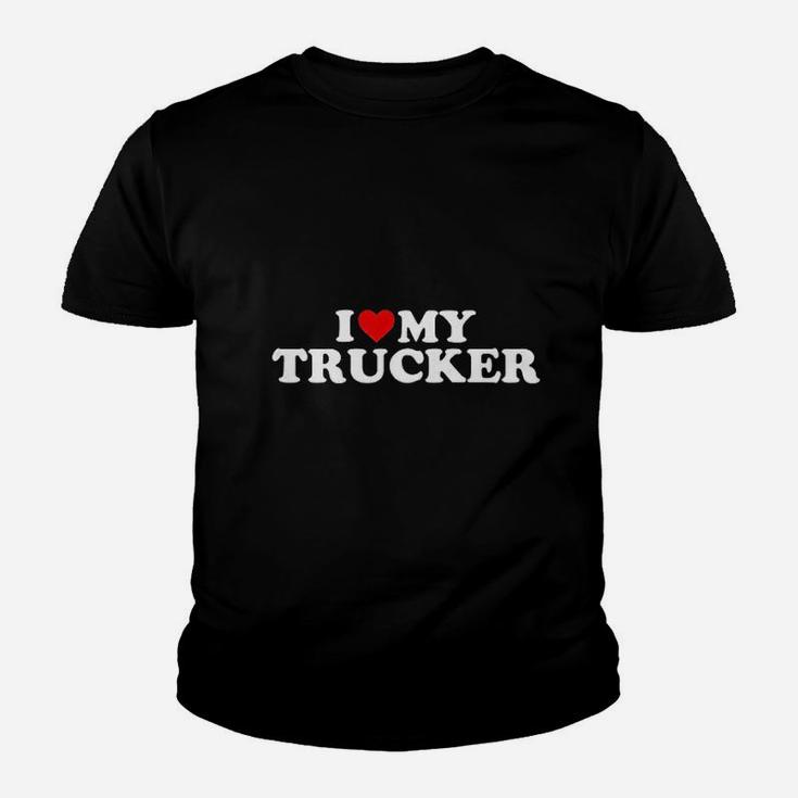 Truck Driver Wife I Love My Trucker With Heart Kid T-Shirt