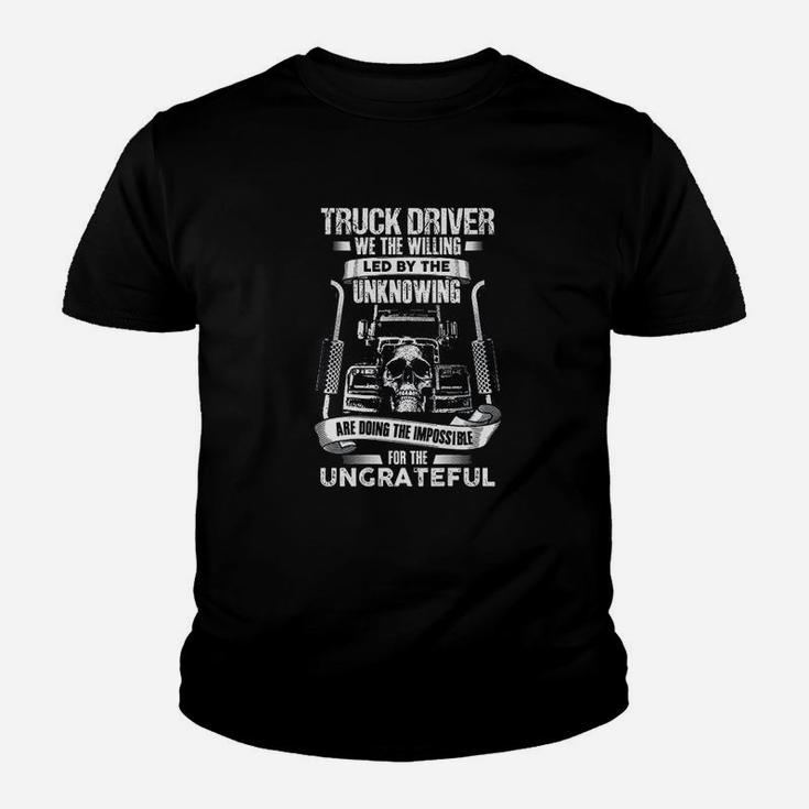 Truck Drivers Fun Truckers Trucking Skull Kid T-Shirt