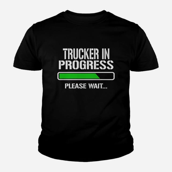 Trucker In Progress Please Wait Baby Announce Funny Job Title Kid T-Shirt