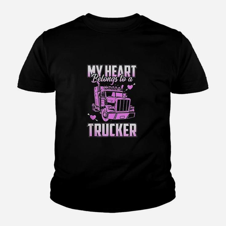 Trucker Wife Boyfriend Truck Driver Ladies Trucker Kid T-Shirt