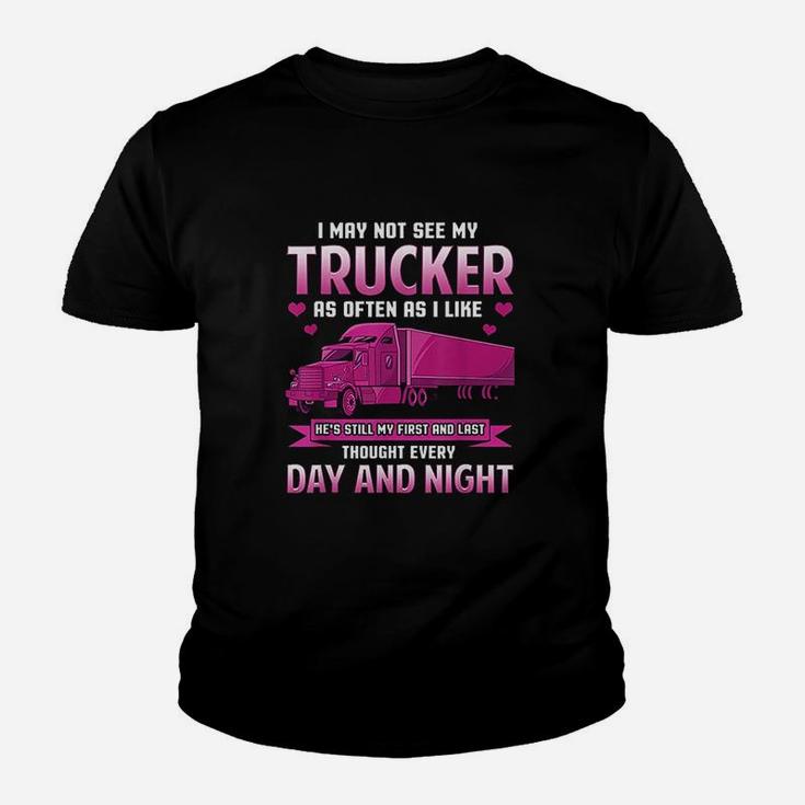 Trucker Wife Funny Gift Trucker Girlfriend Trucking Kid T-Shirt