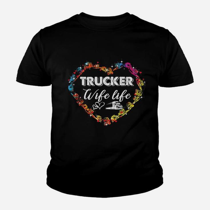 Trucker Wife Life With Trucker Heart Symbol Costume Youth T-shirt