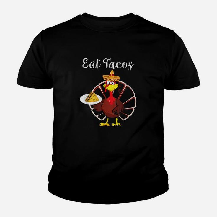 Turkey Eat Tacos Funny Mexican Sombrero Thanksgiving Xmas Kid T-Shirt