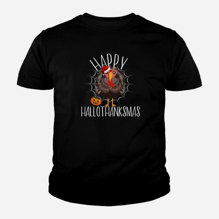 Turkey Zombie Thanksgiving Xmas Happy Hallothanksmas Kid T-Shirt