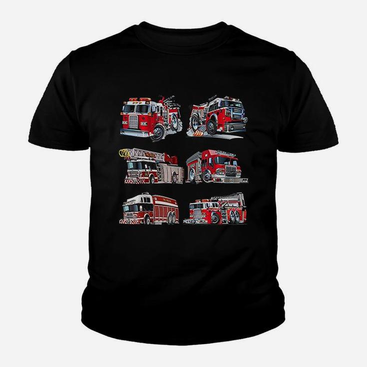 Types Of Fire Truck Boy Toddler Kids Firefighter Xmas Gifts Kid T-Shirt
