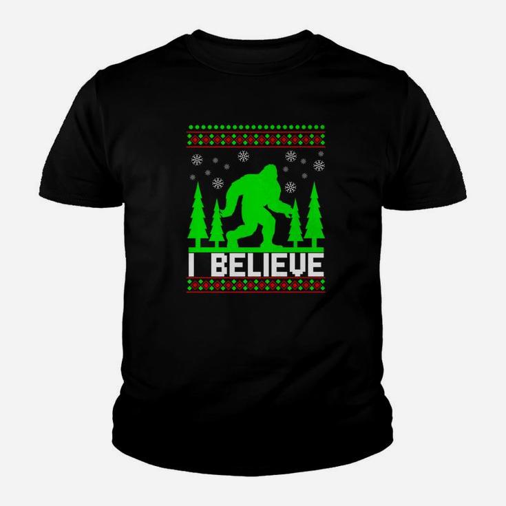 Ugly Christmas Bigfoot Believe Sasquatch Xmas Gift Kid T-Shirt