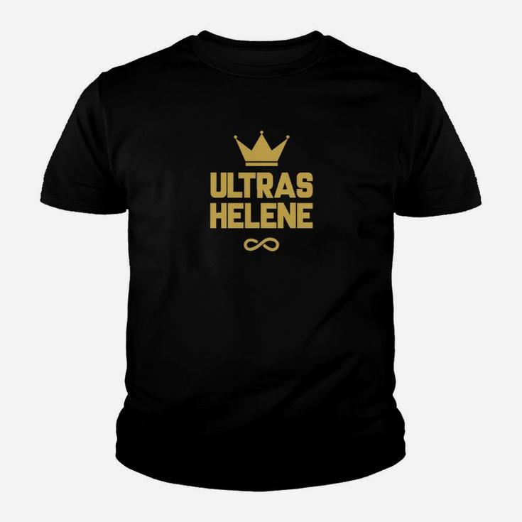 Ultras Helene Fan-Kinder Tshirt Schwarz, Goldene Krone & Schriftzug Design